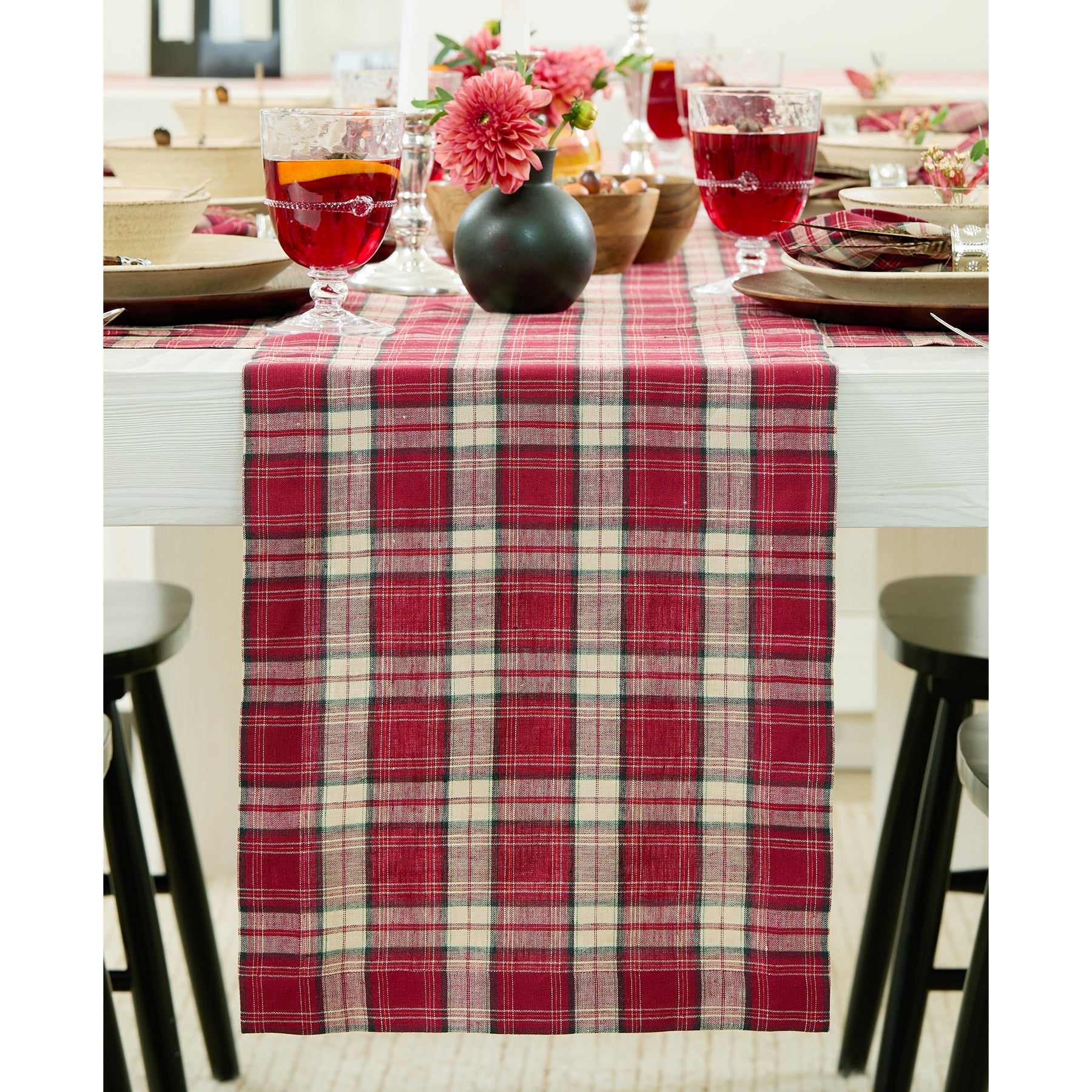Burgundy Plaid Table Runner