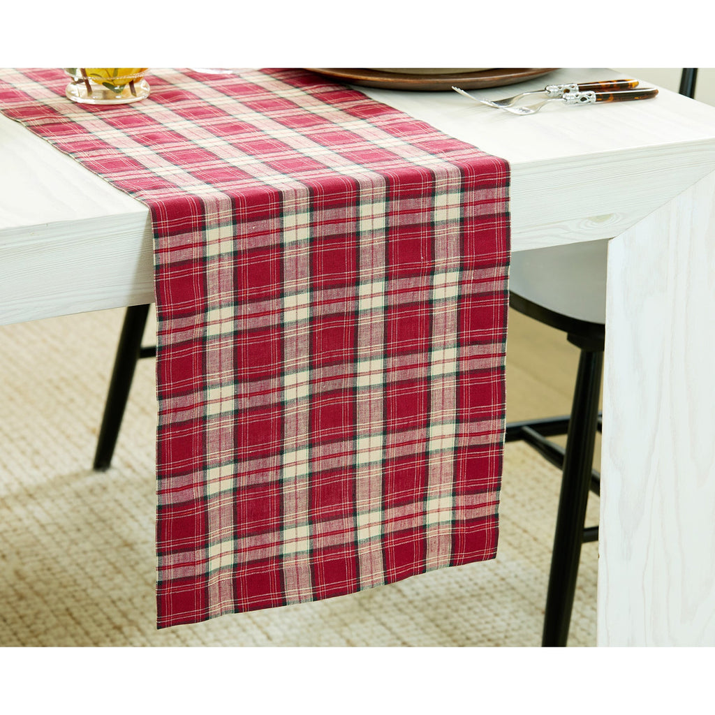 Burgundy Plaid Table Runner