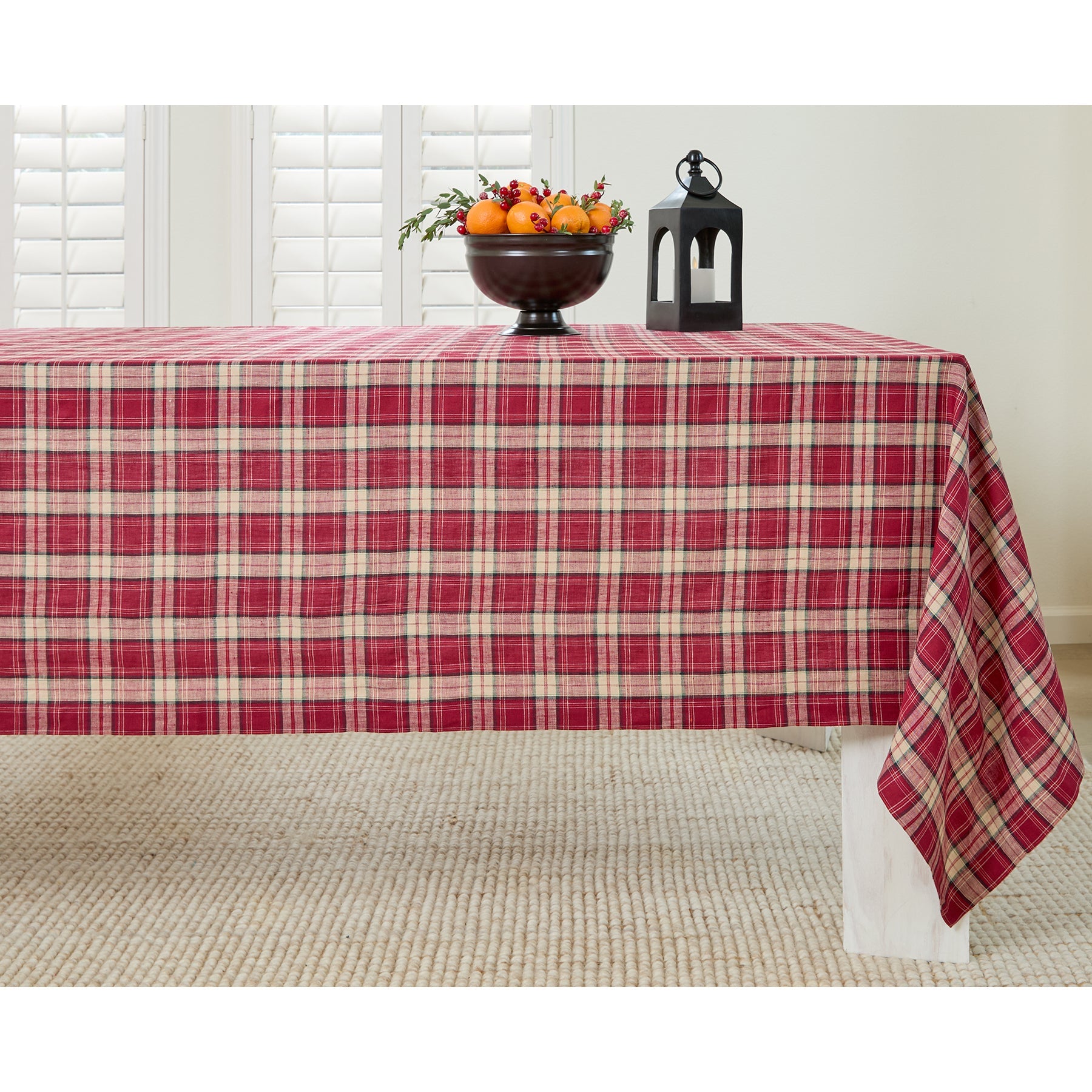 Burgundy Plaid Tablecloth