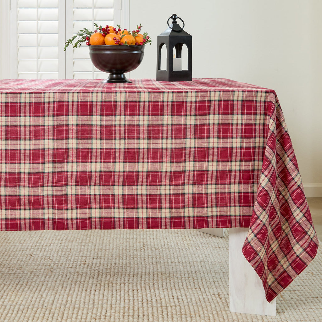 Burgundy Plaid Tablecloth