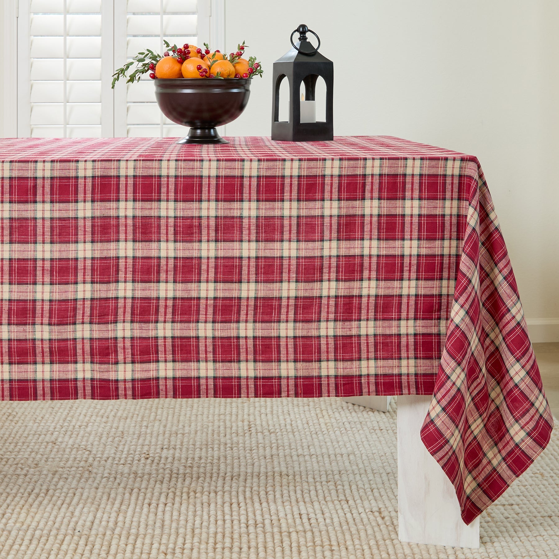 Burgundy Plaid Tablecloth