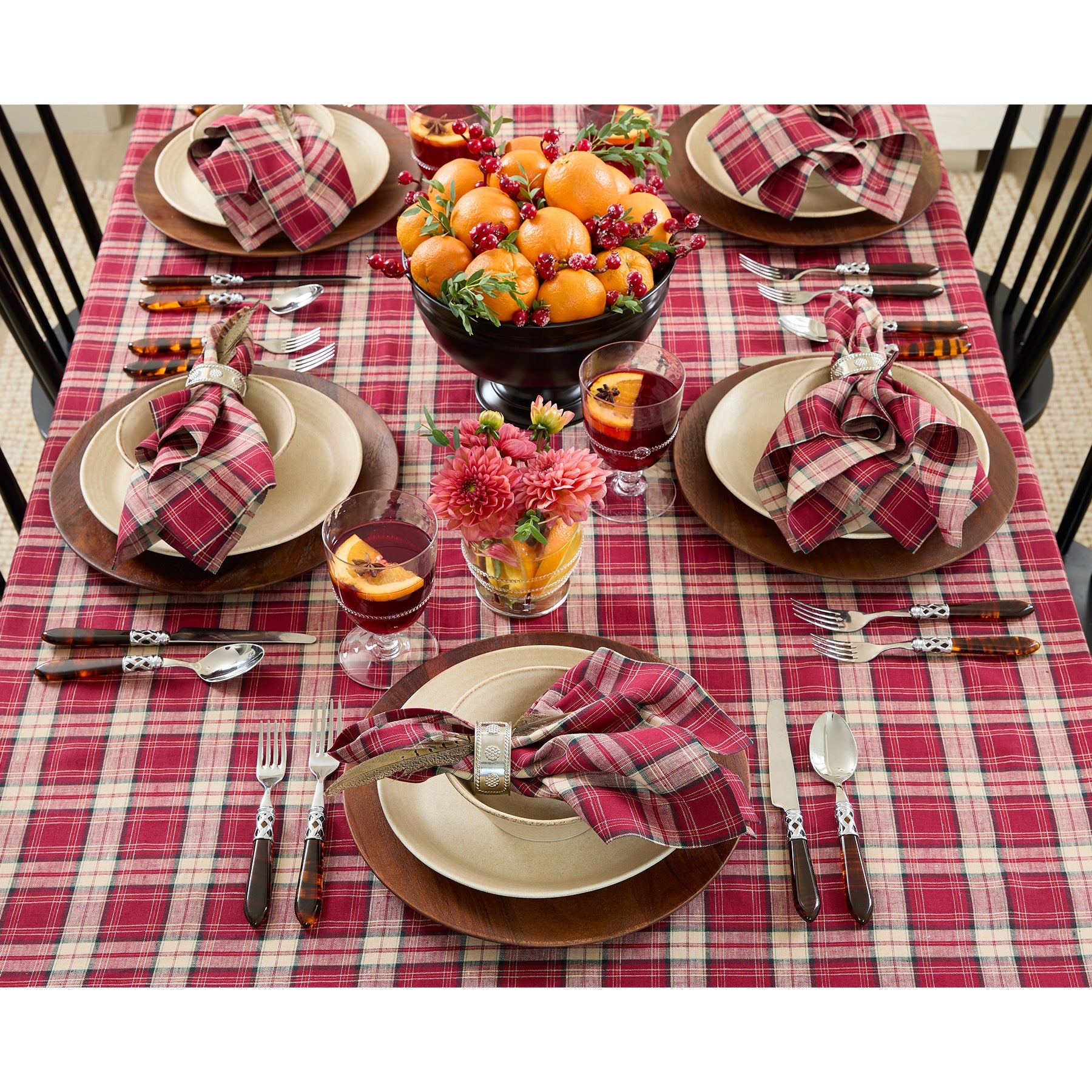 Burgundy Plaid Tablecloth