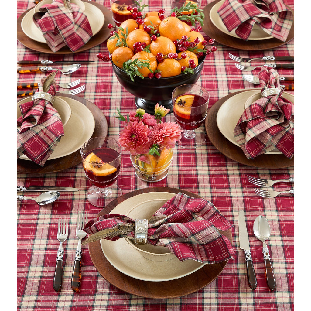 Burgundy Plaid Tablecloth