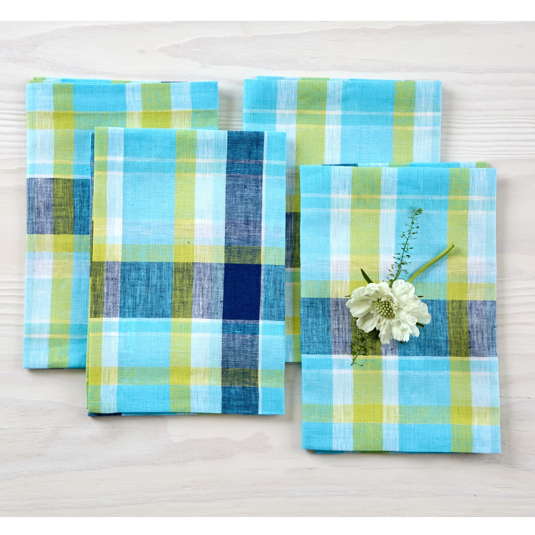 Summer Madras Plaid Napkins, Set of 4