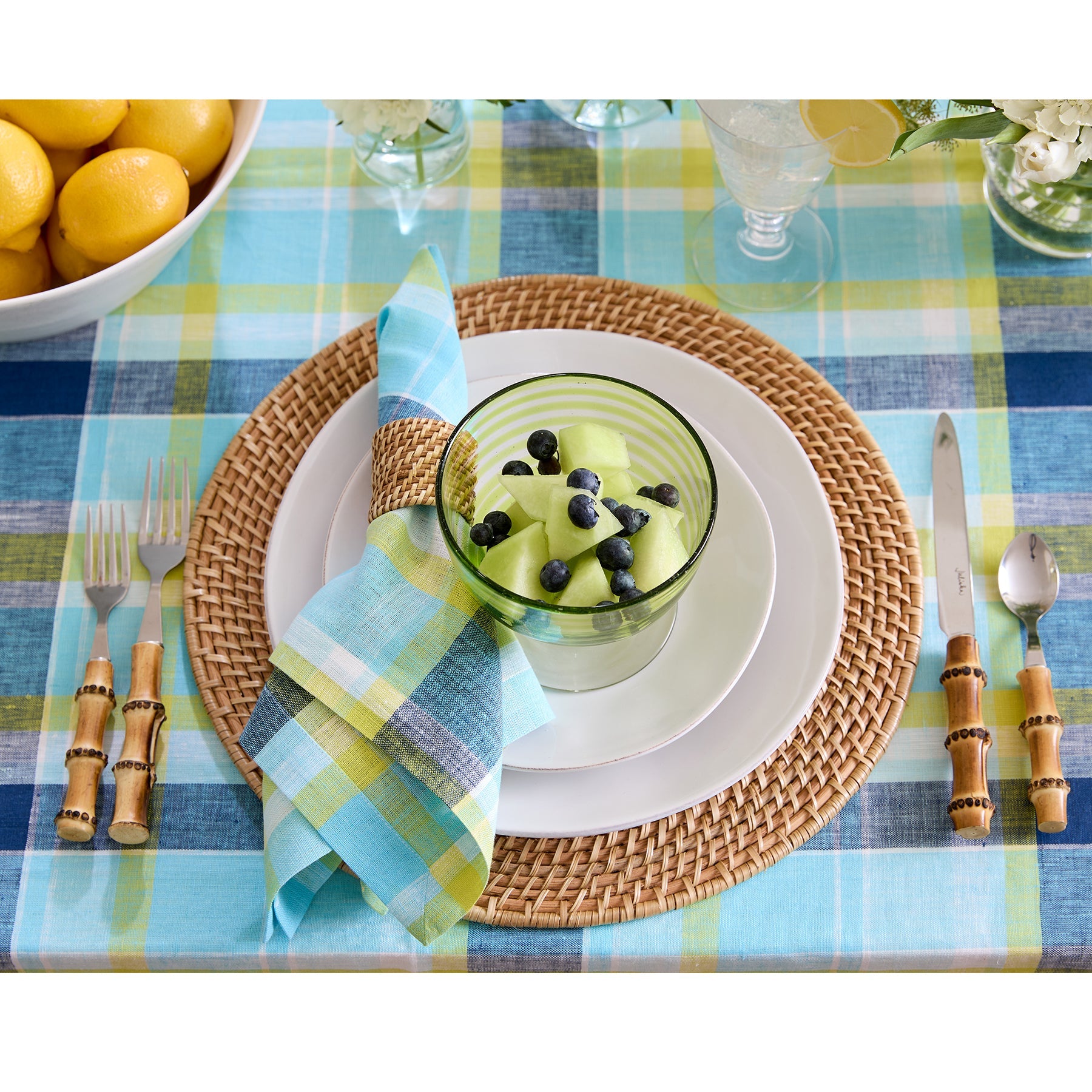 Summer Madras Plaid Napkins, Set of 4