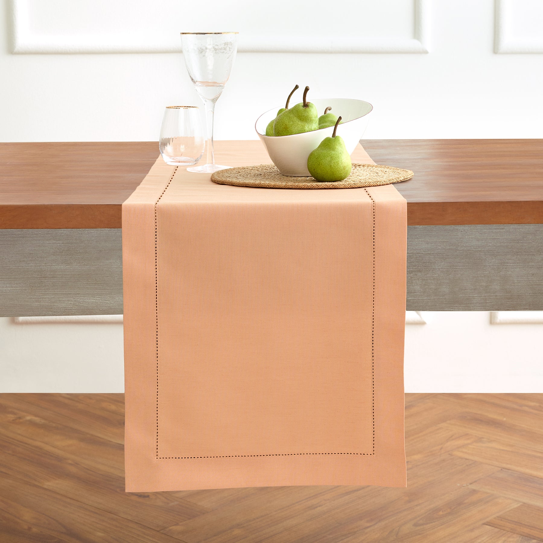 Cotton Linen Hemstitch Table Runner