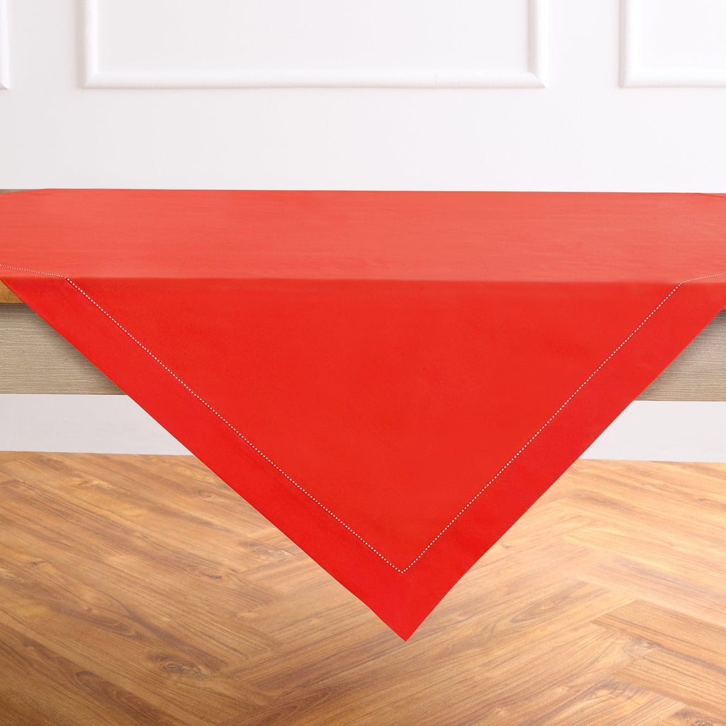 Cotton Linen Hemstitch Table Throw