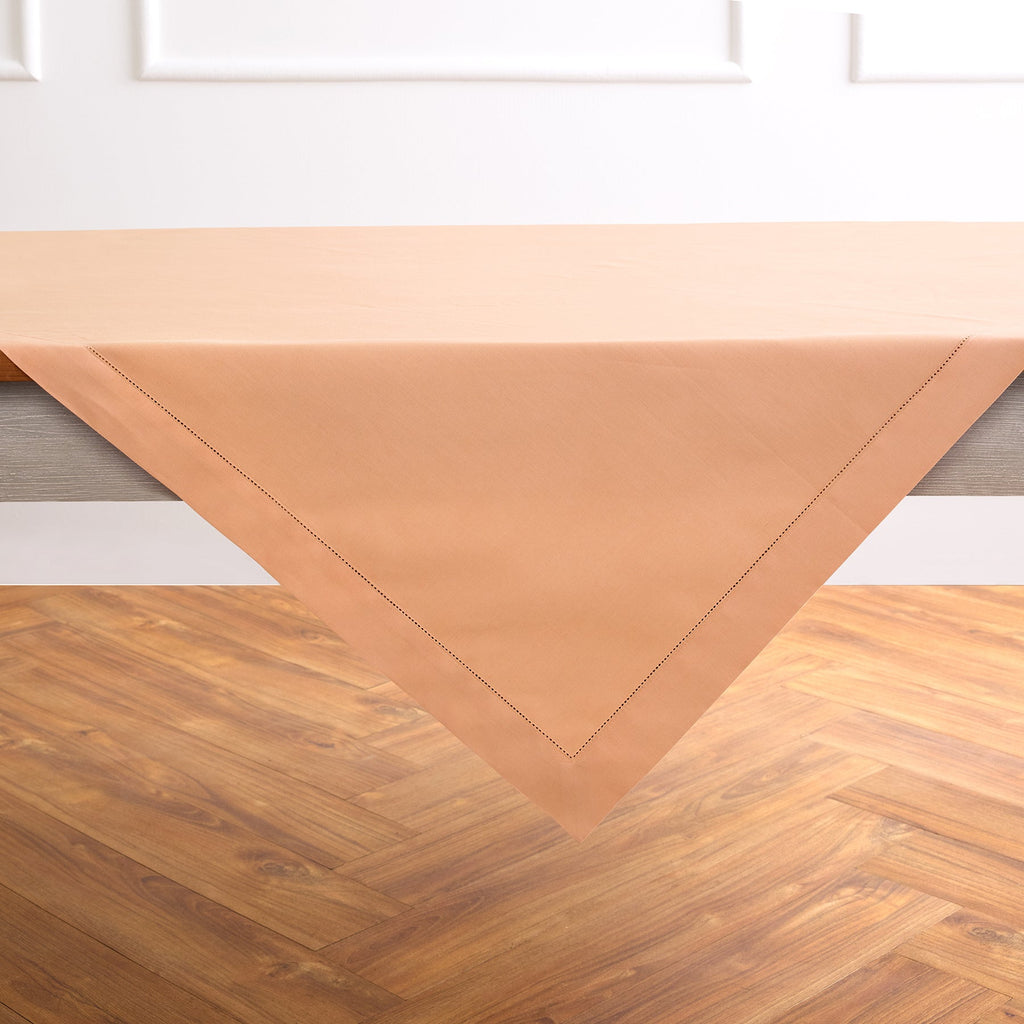 Cotton Linen Hemstitch Table Throw