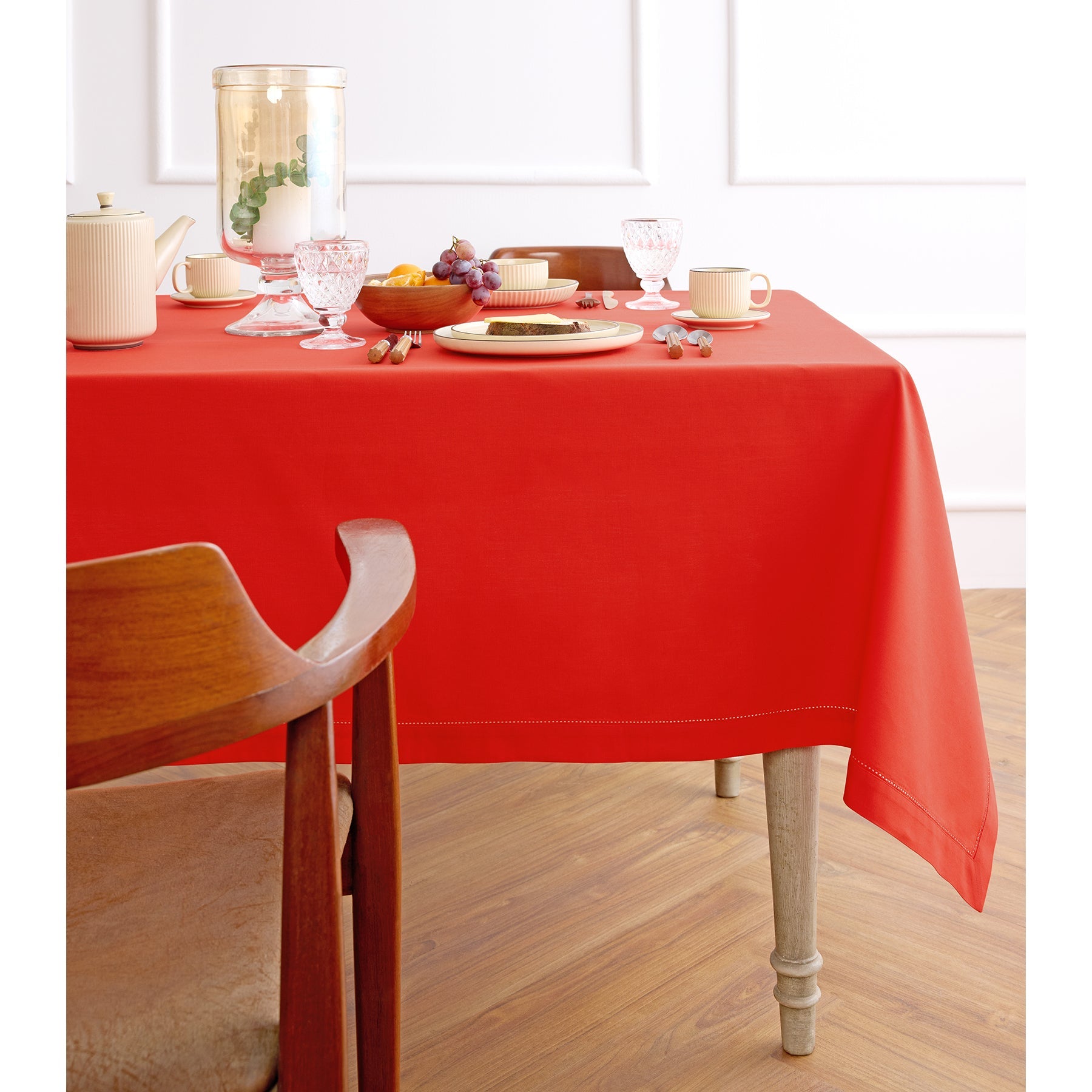 Cotton Linen Hemstitch Tablecloth