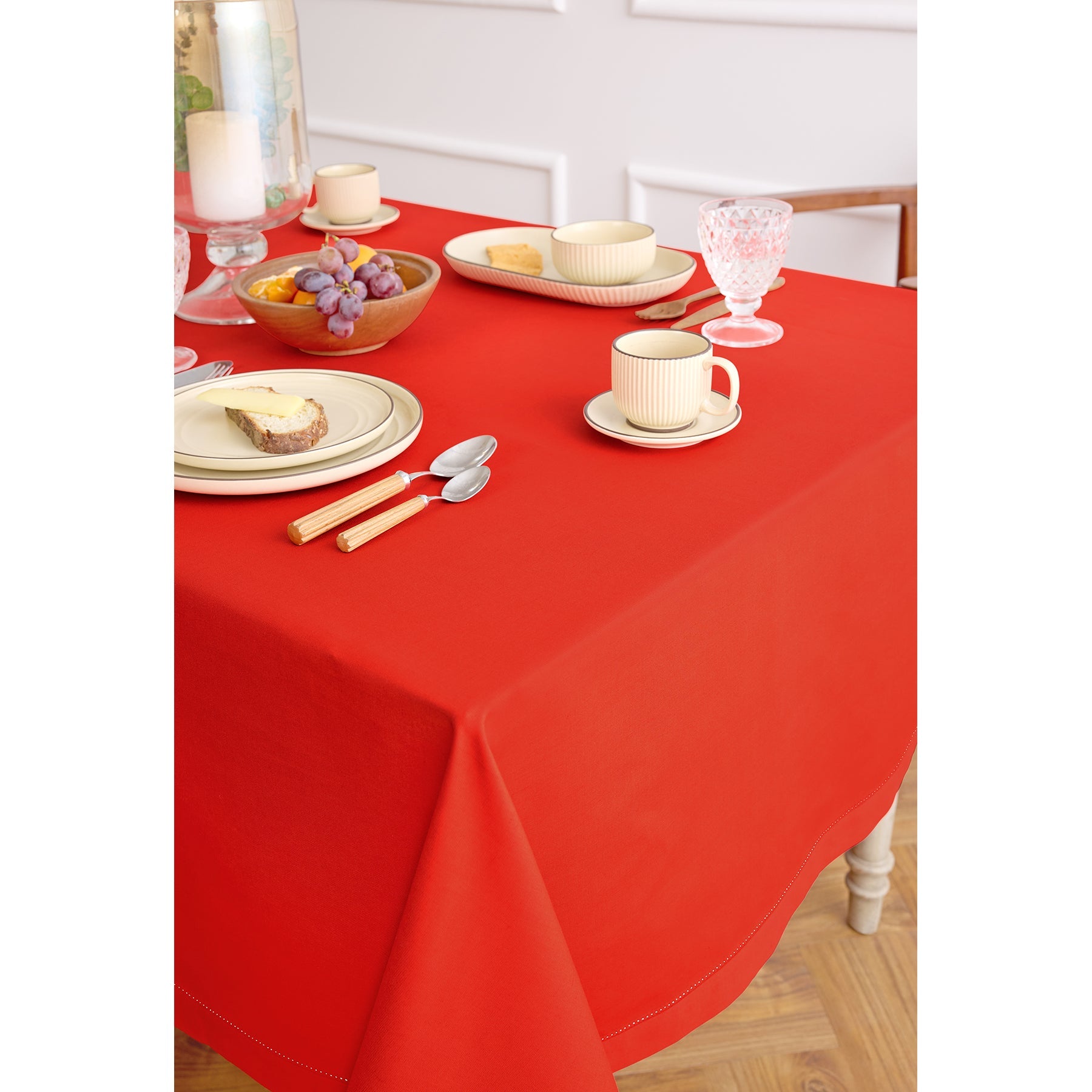Cotton Linen Hemstitch Tablecloth