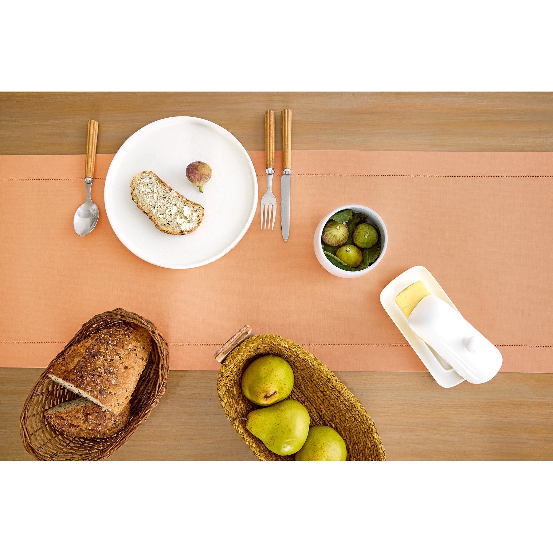 Cotton Linen Hemstitch Table Runner