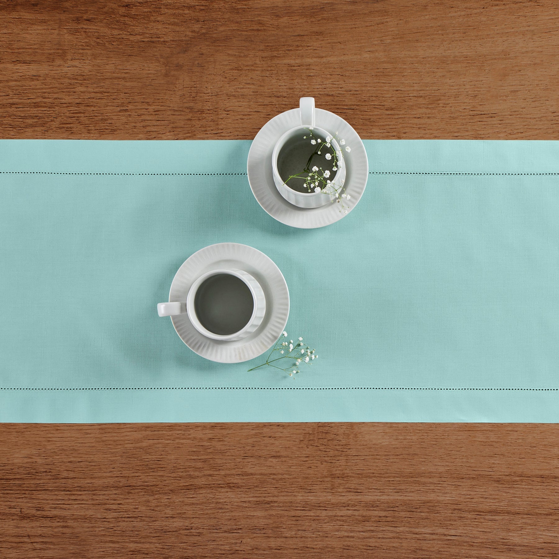 Cotton Linen Hemstitch Table Runner