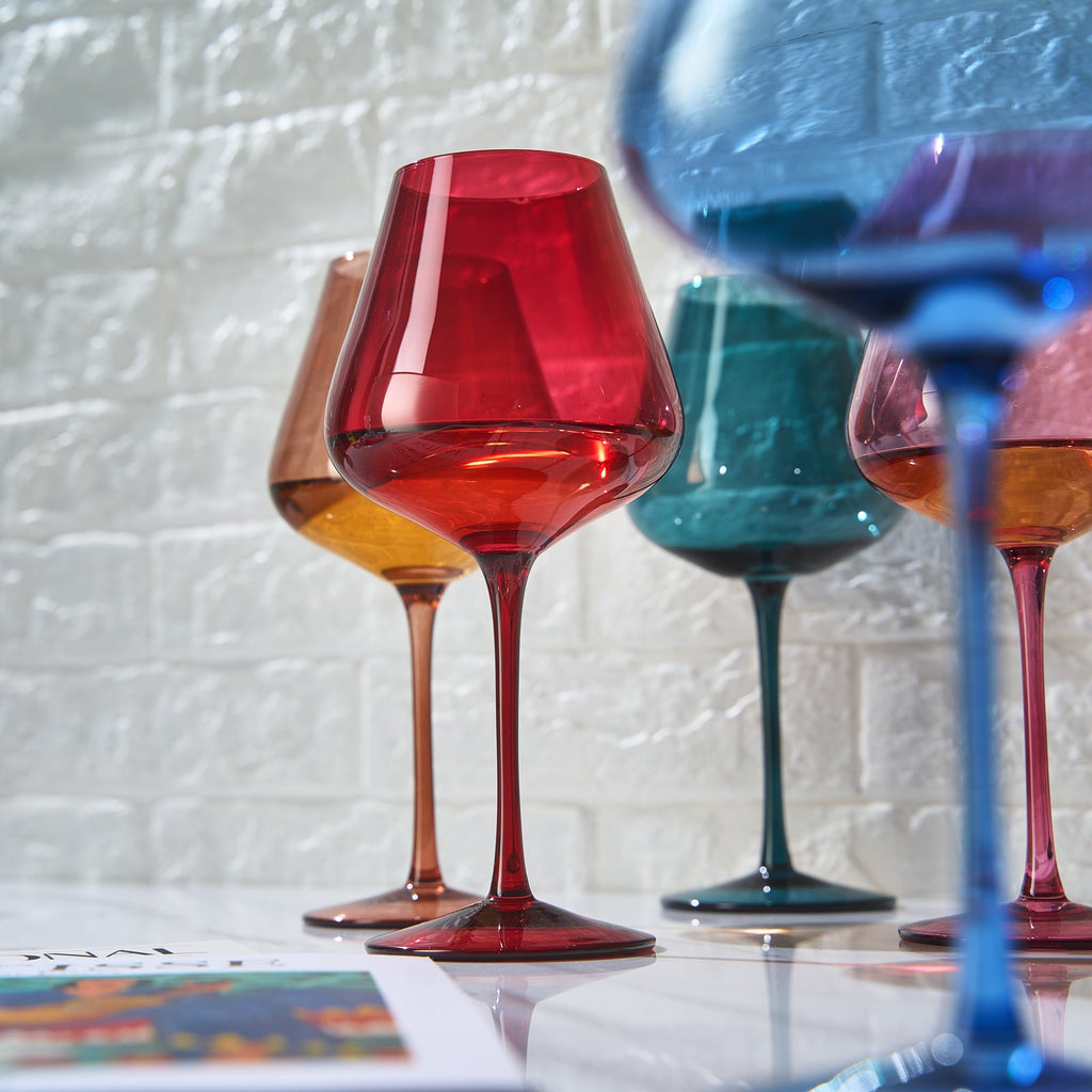 Stagioni Stemmed Wine Glassware, Set of 5, "May Flowers"