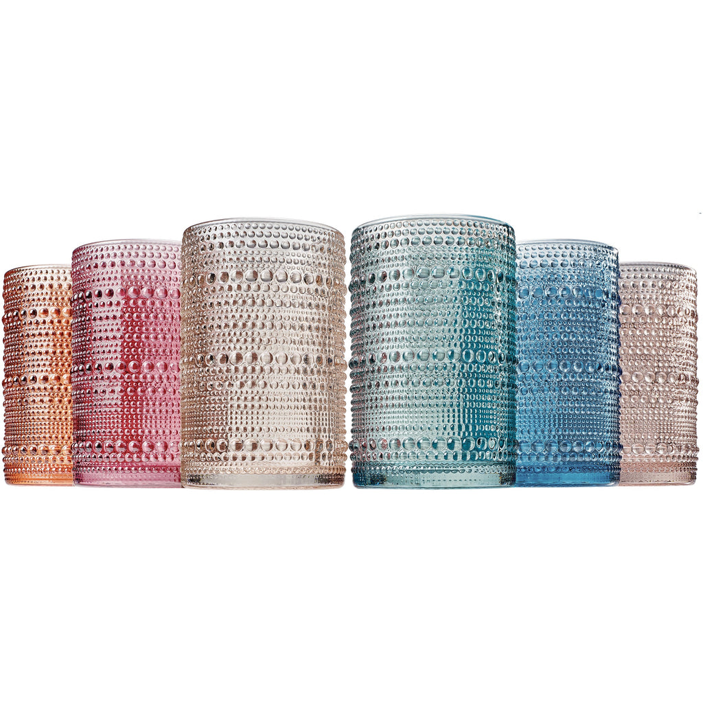Tonal Hobnail Highball Glassware, Spring, Set of 6