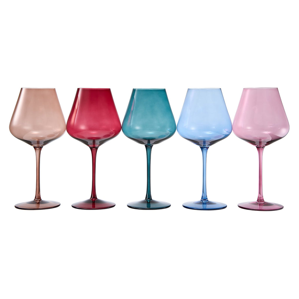 Stagioni Stemmed Wine Glassware, Set of 5, "May Flowers"
