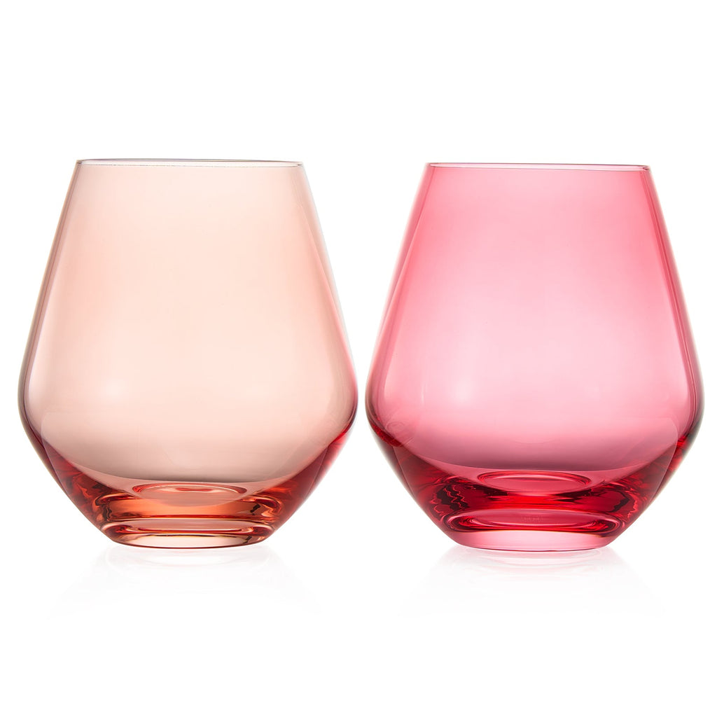 Flora Stemless Wine Glassware, Set of 2