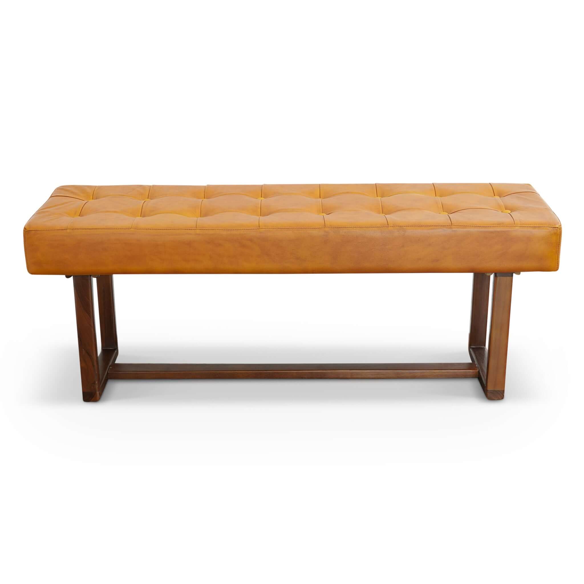 Cameron Tan Leather Bench – Luxury Modern Seating – Curated by SHOPLOB