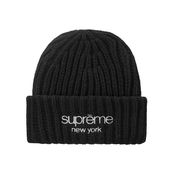 Supreme Classic Logo Chunky Ribbed Beanie Black