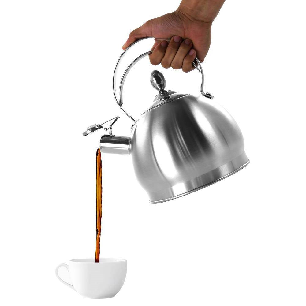 3 Quart Stainless Steel Whistling Teapot Kettle with Flip Spout and Lid