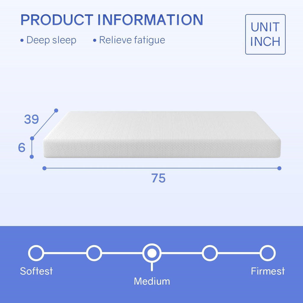Twin size 6-inch Thick Medium Firm Cool Gel Memory Foam Mattress