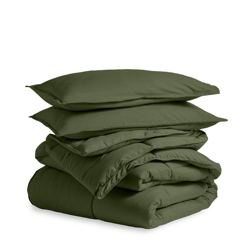 Twin/Twin XL size Super Soft Down Alternative Comforter Set in Olive Green