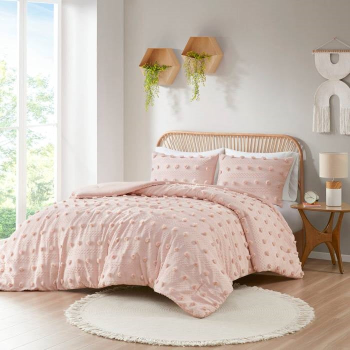 Twin/Twin XL 2-Piece Pink Pompom Hypoallergenic Microfiber Comforter Set