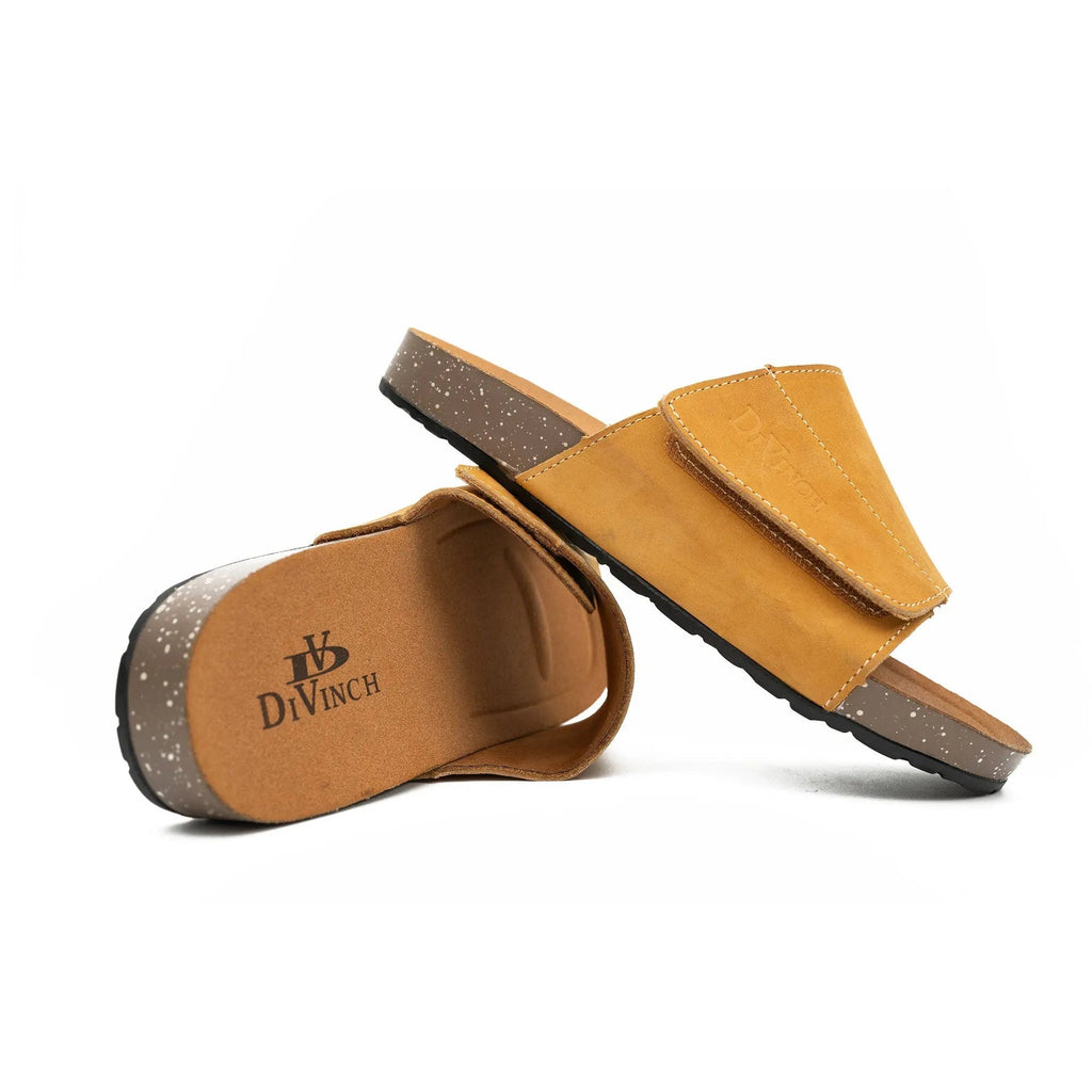 Tan Single - Strap Slide Sandals
