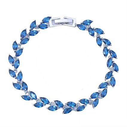 Tennis Bracelet Blue Sapphire Marquise Cut Tennis Bracelet with Blue Sapphire Cubic Zirconia