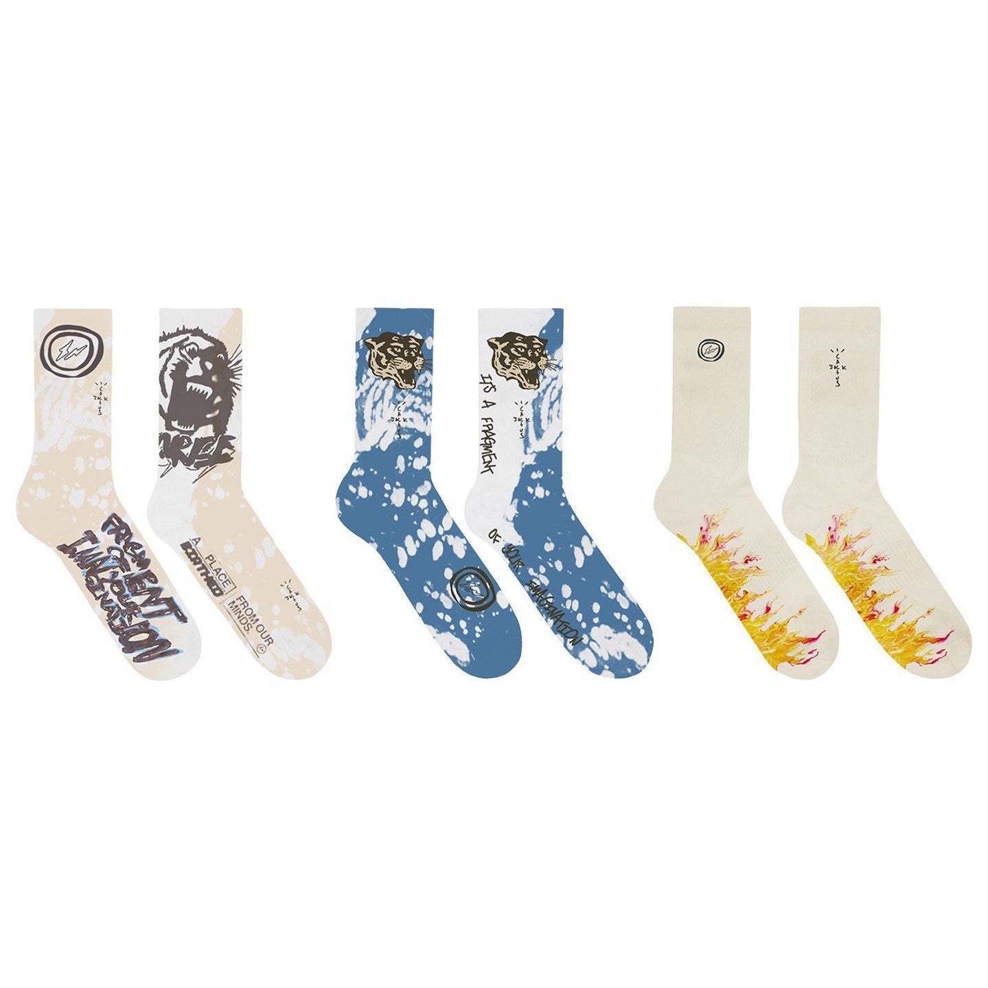 Travis Scott Cactus Jack For Fragment Socks (3 Pack) Multi