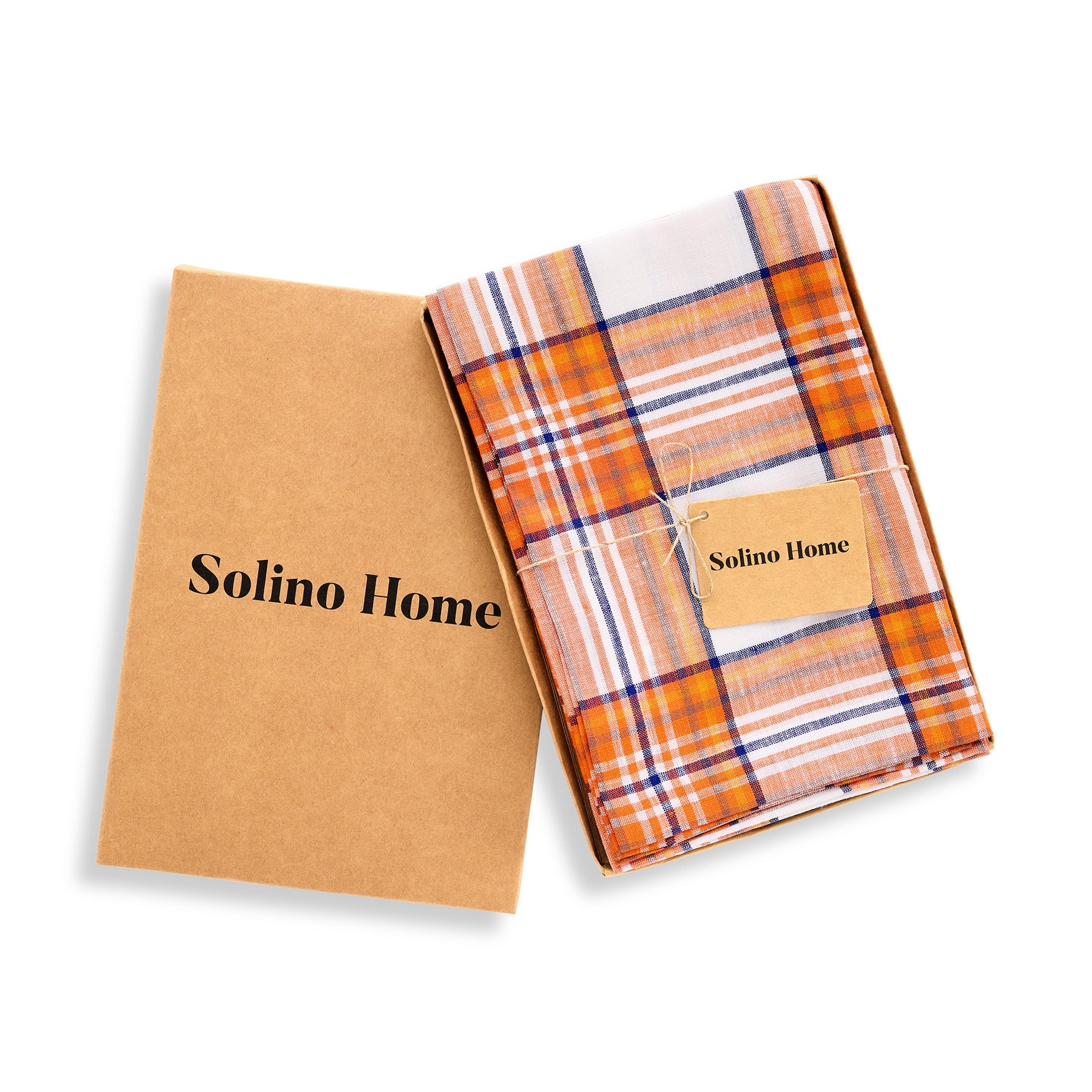 Orange Plaid Napkins, Set of 4
