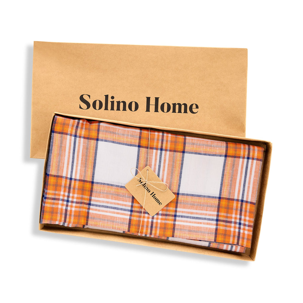 Orange Plaid Table Throw