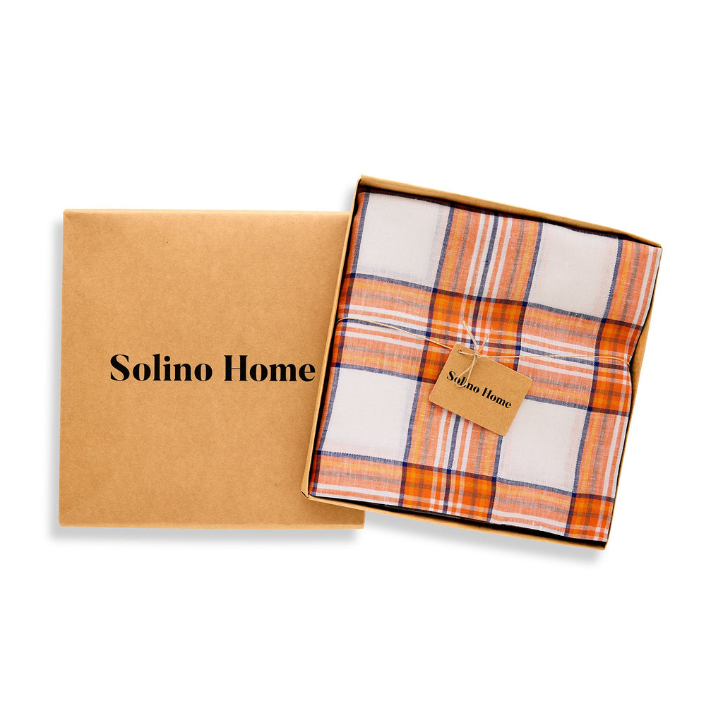 Orange Plaid Tablecloth