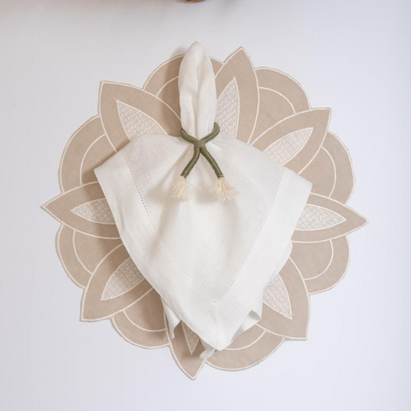 Beige Flower Linen Placemat
