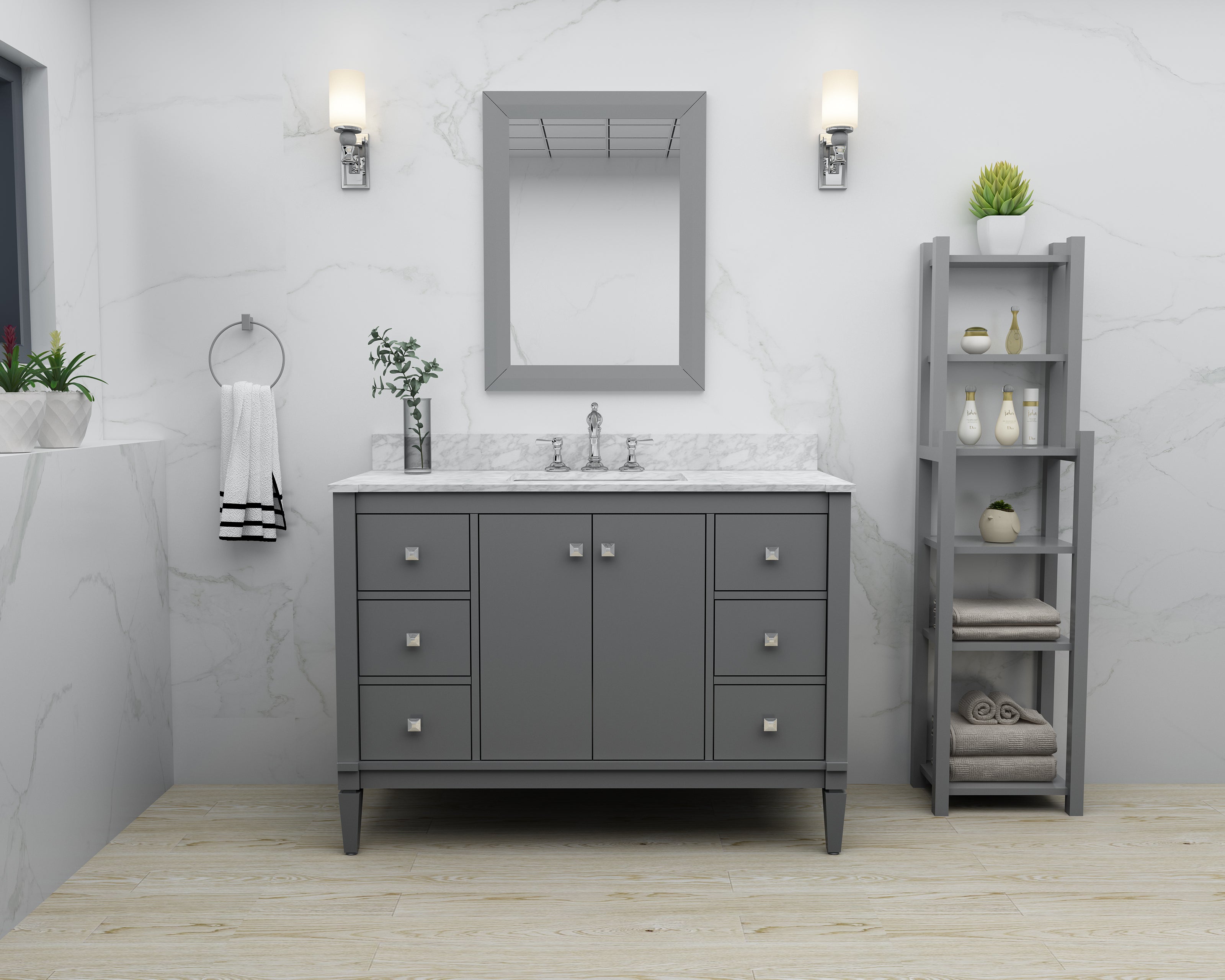 Kayleigh Bathroom Vanity with Sink and Carrara White Marble Top Cabinet Set