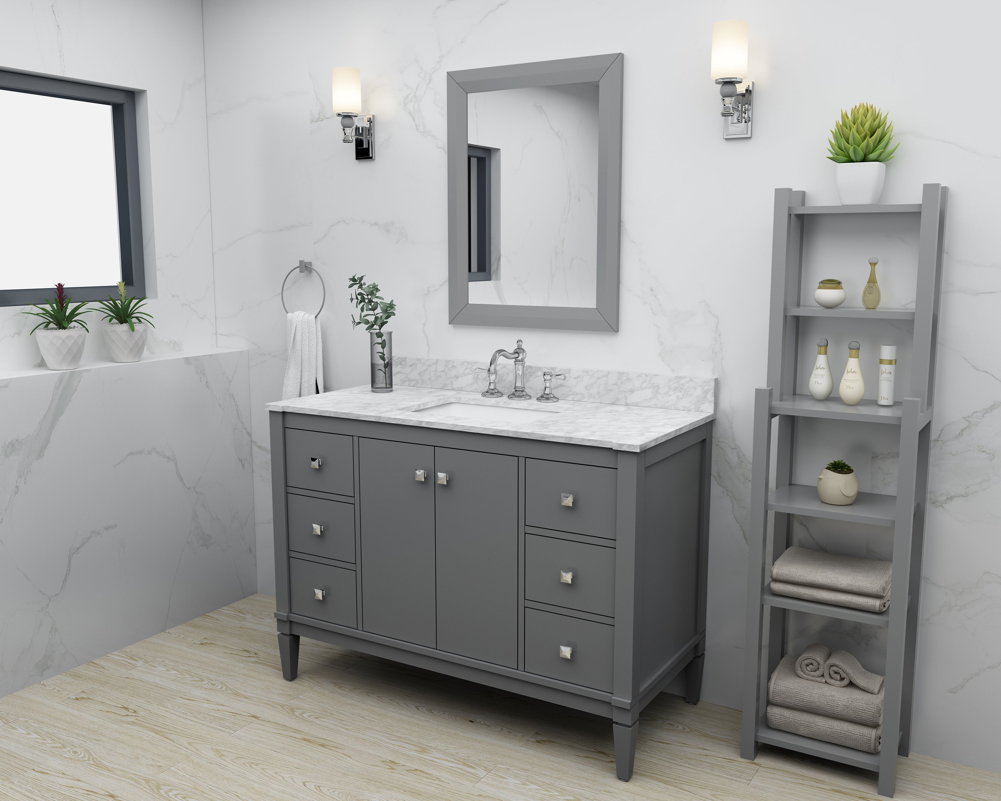 Kayleigh Bathroom Vanity with Sink and Carrara White Marble Top Cabinet Set