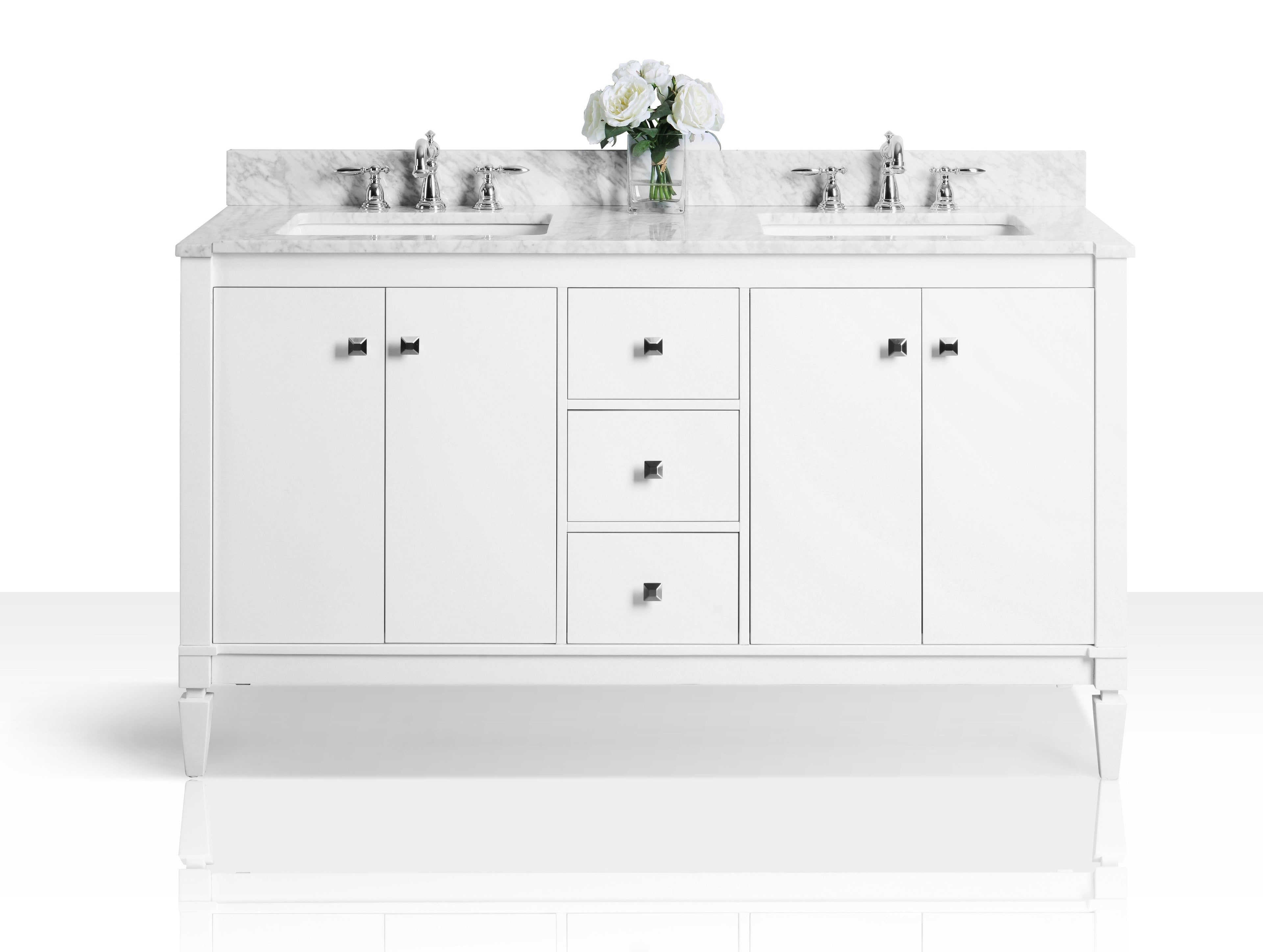 Kayleigh Bathroom Vanity with Sink and Carrara White Marble Top Cabinet Set