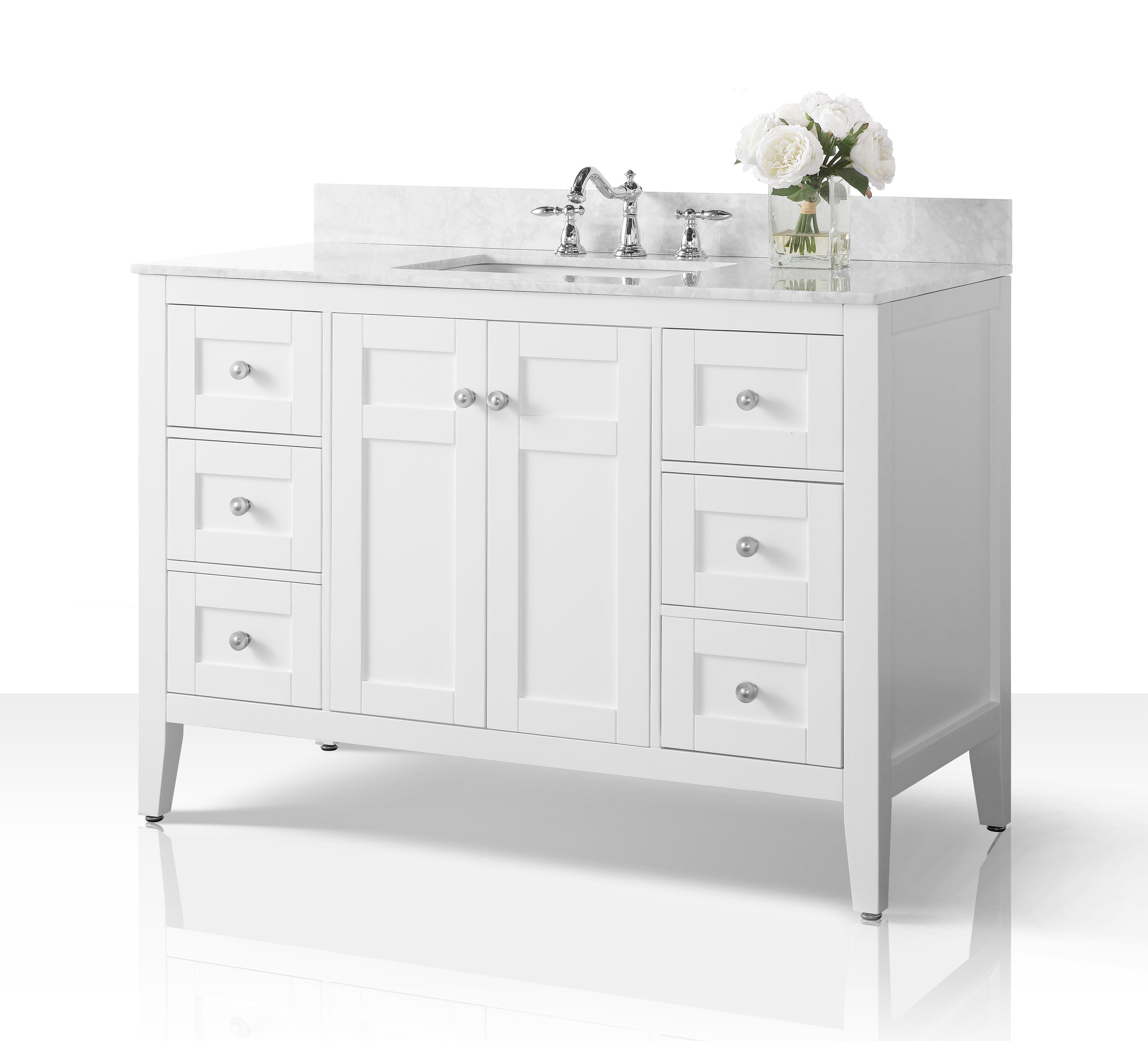 Maili Bathroom Vanity with Sink and Carrara White Marble Top Cabinet Set