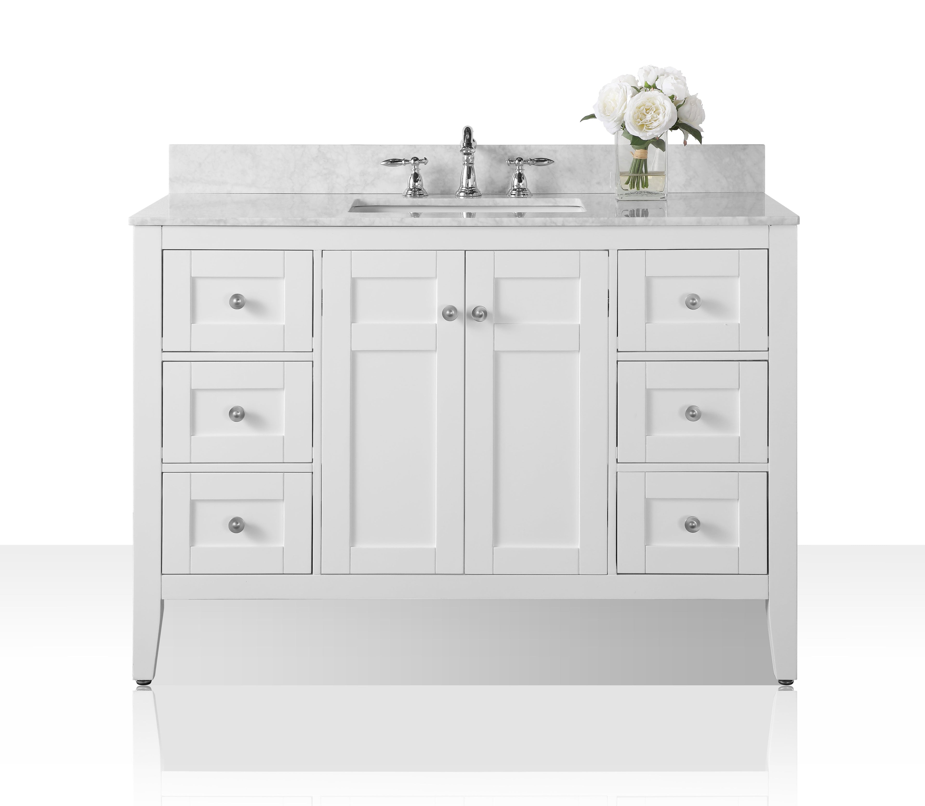 Maili Bathroom Vanity with Sink and Carrara White Marble Top Cabinet Set