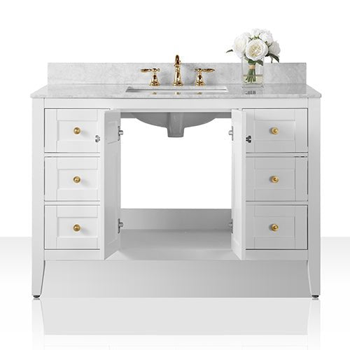 Maili Bathroom Vanity with Sink and Carrara White Marble Top Cabinet Set