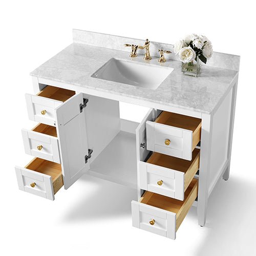 Maili Bathroom Vanity with Sink and Carrara White Marble Top Cabinet Set