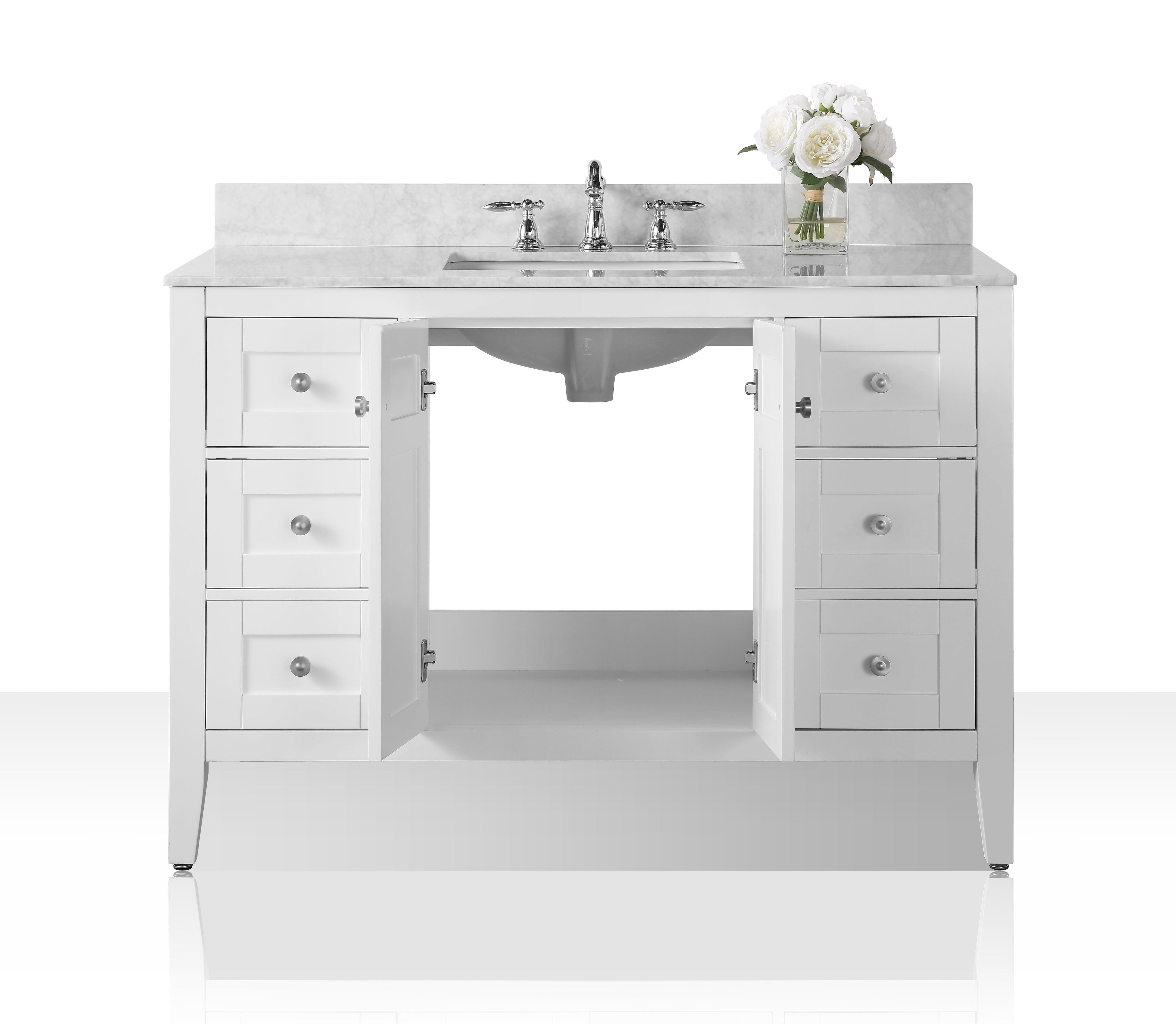 Maili Bathroom Vanity with Sink and Carrara White Marble Top Cabinet Set