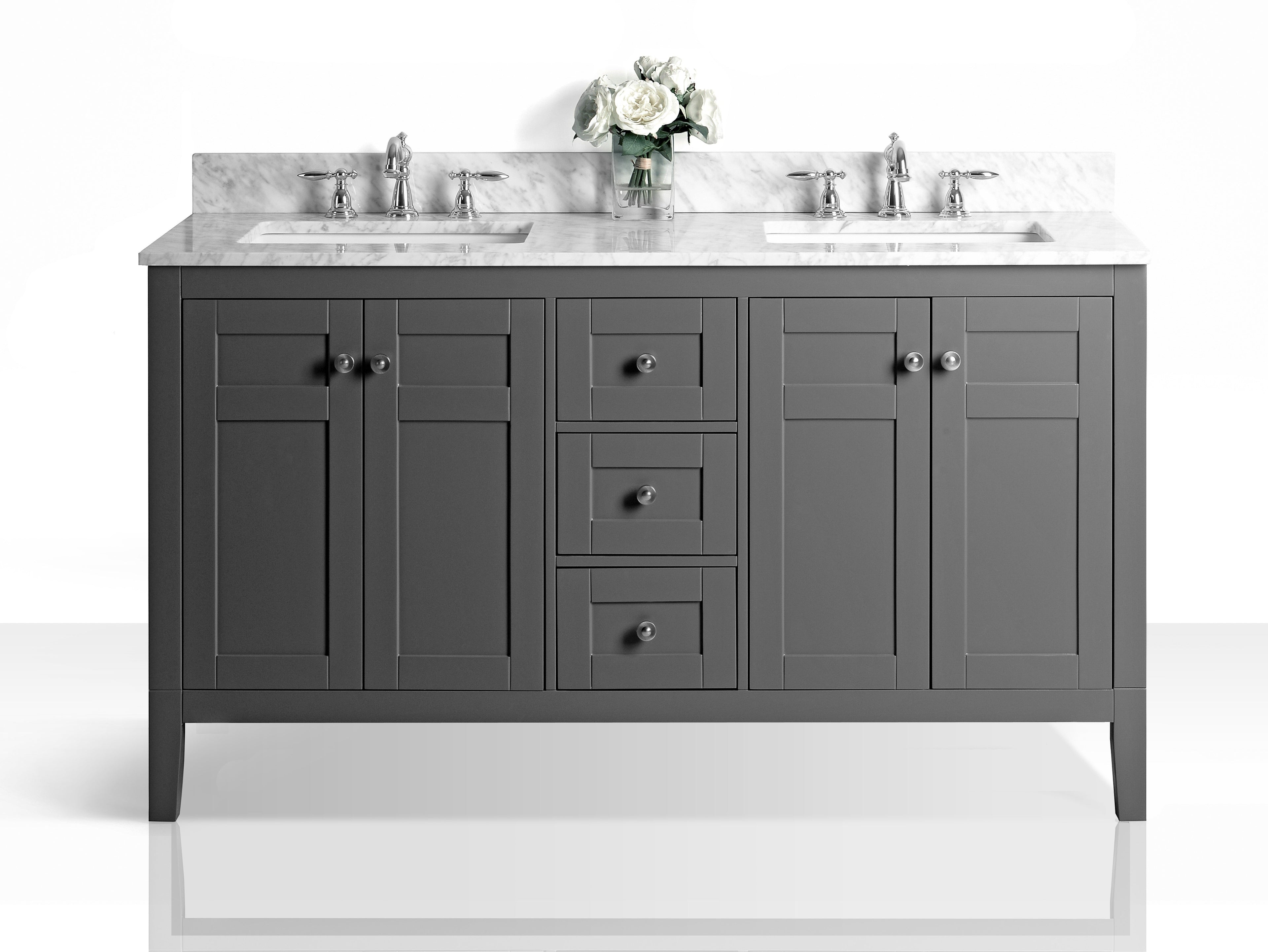 Maili Bathroom Vanity with Sink and Carrara White Marble Top Cabinet Set