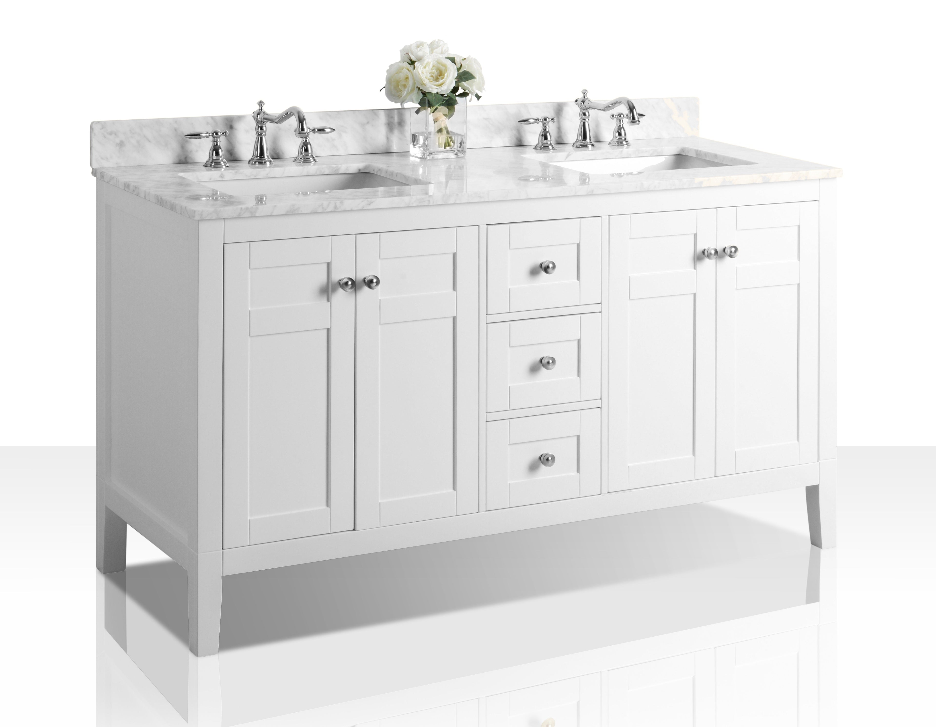 Maili Bathroom Vanity with Sink and Carrara White Marble Top Cabinet Set