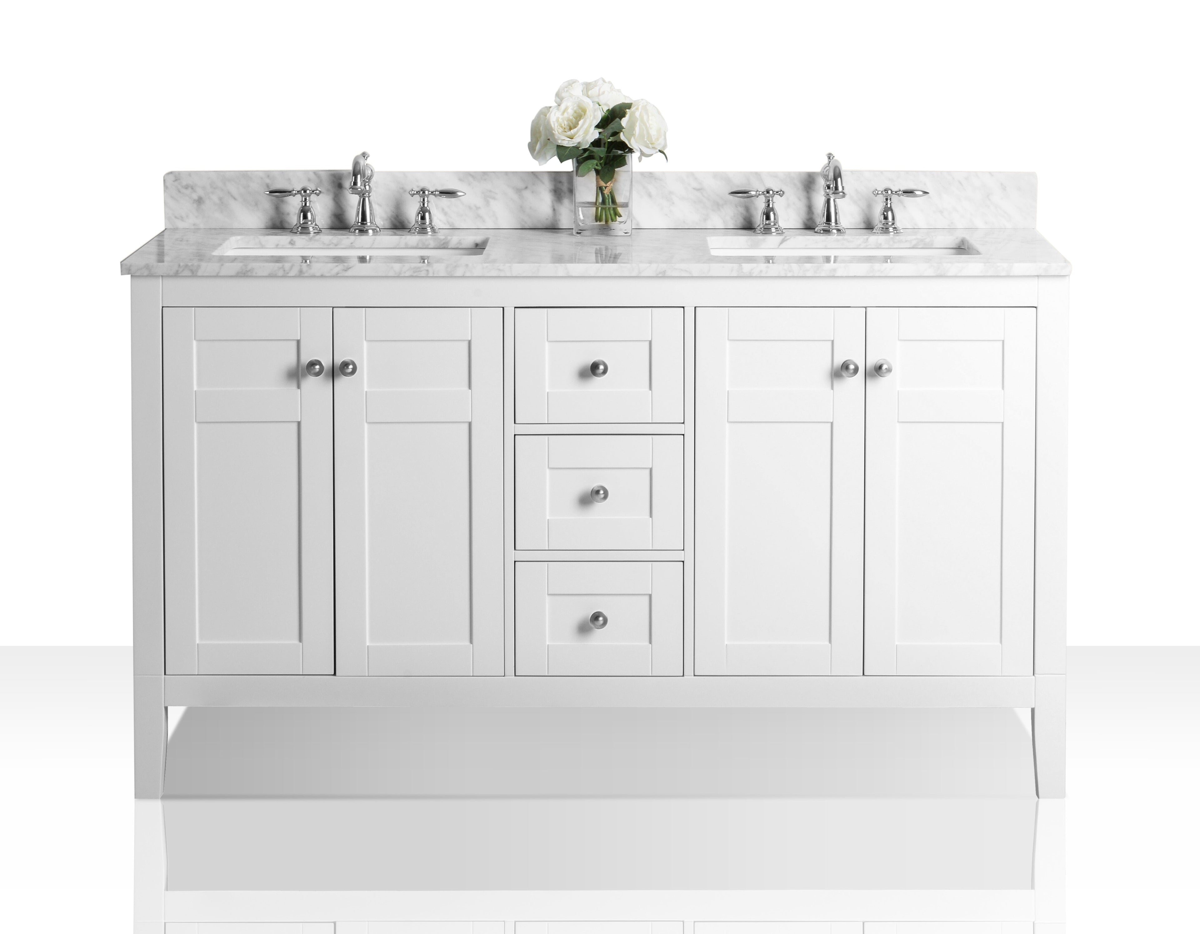 Maili Bathroom Vanity with Sink and Carrara White Marble Top Cabinet Set