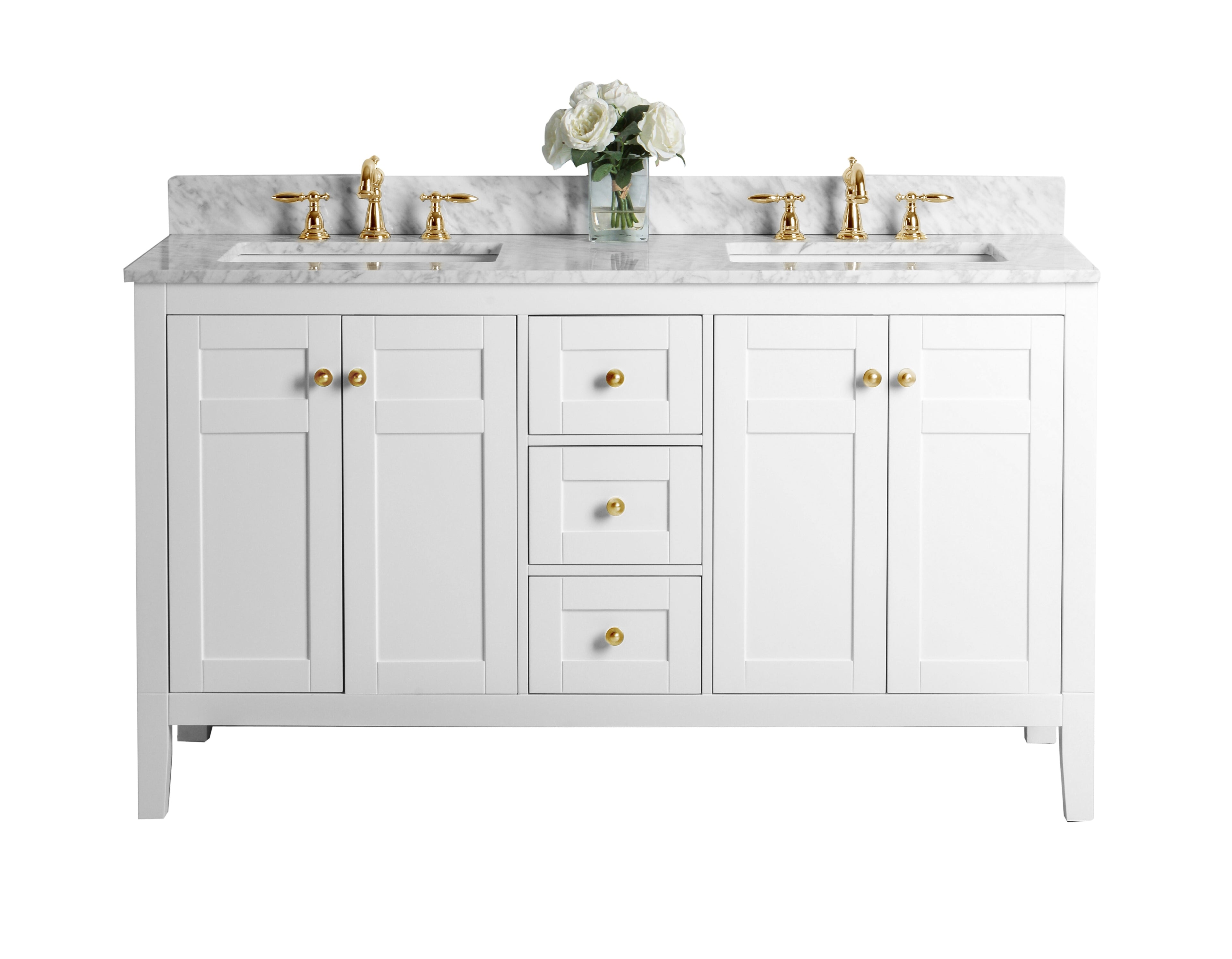 Maili Bathroom Vanity with Sink and Carrara White Marble Top Cabinet Set