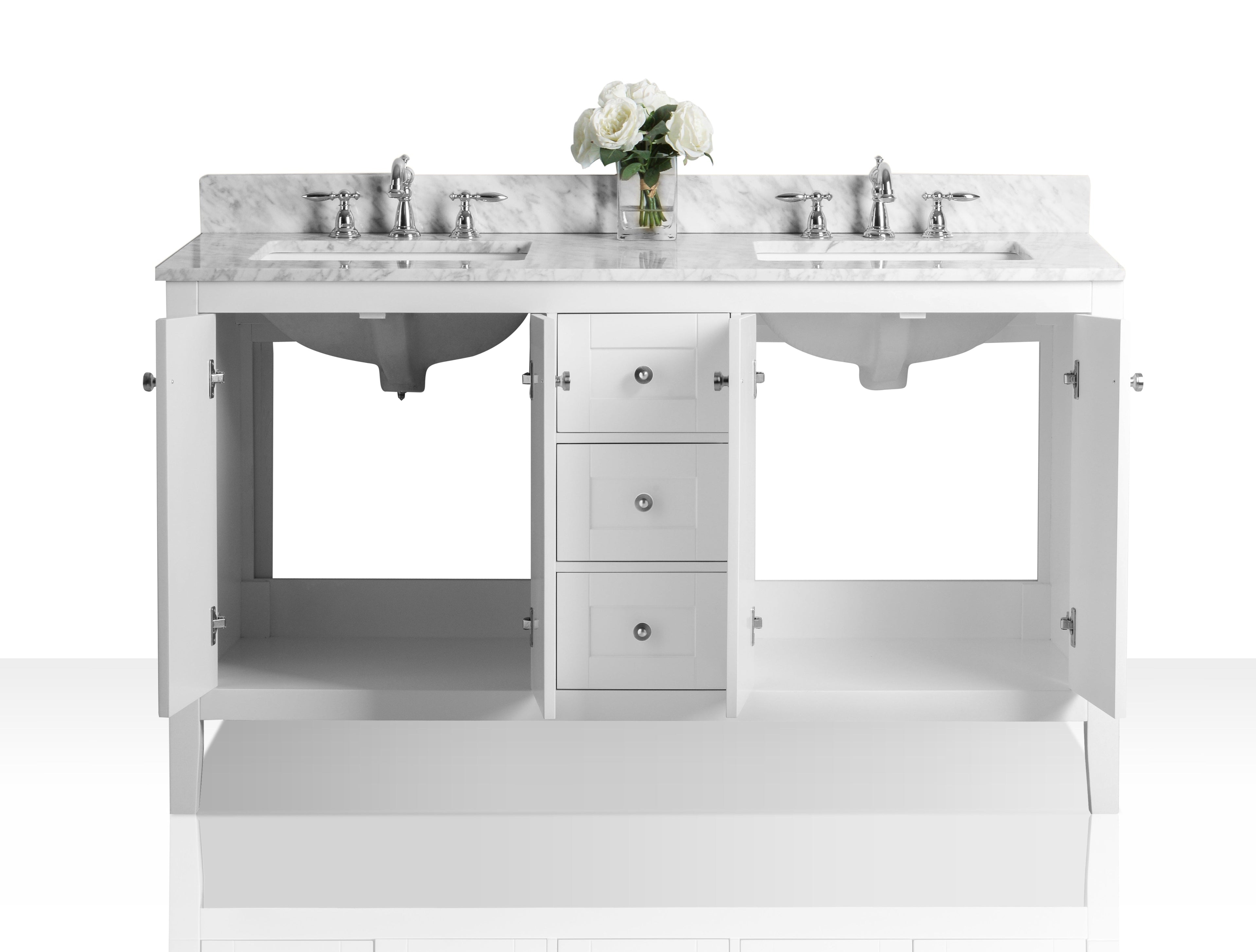 Maili Bathroom Vanity with Sink and Carrara White Marble Top Cabinet Set