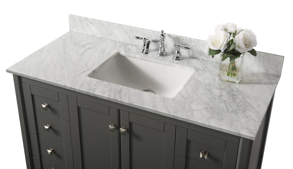Shelton Bathroom Vanity with Sink and Carrara White Marble Top Cabinet Set