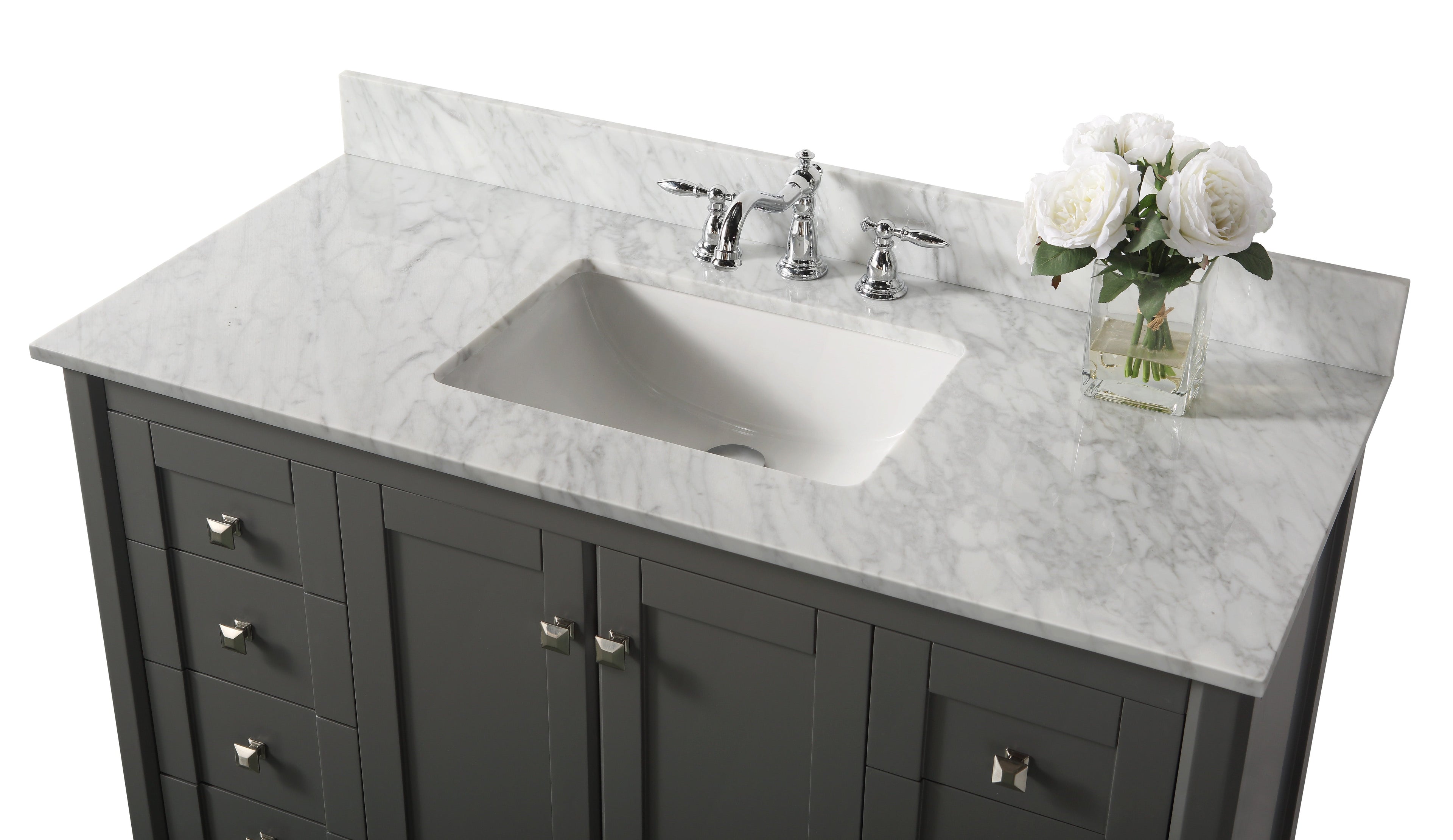 Shelton Bathroom Vanity with Sink and Carrara White Marble Top Cabinet Set