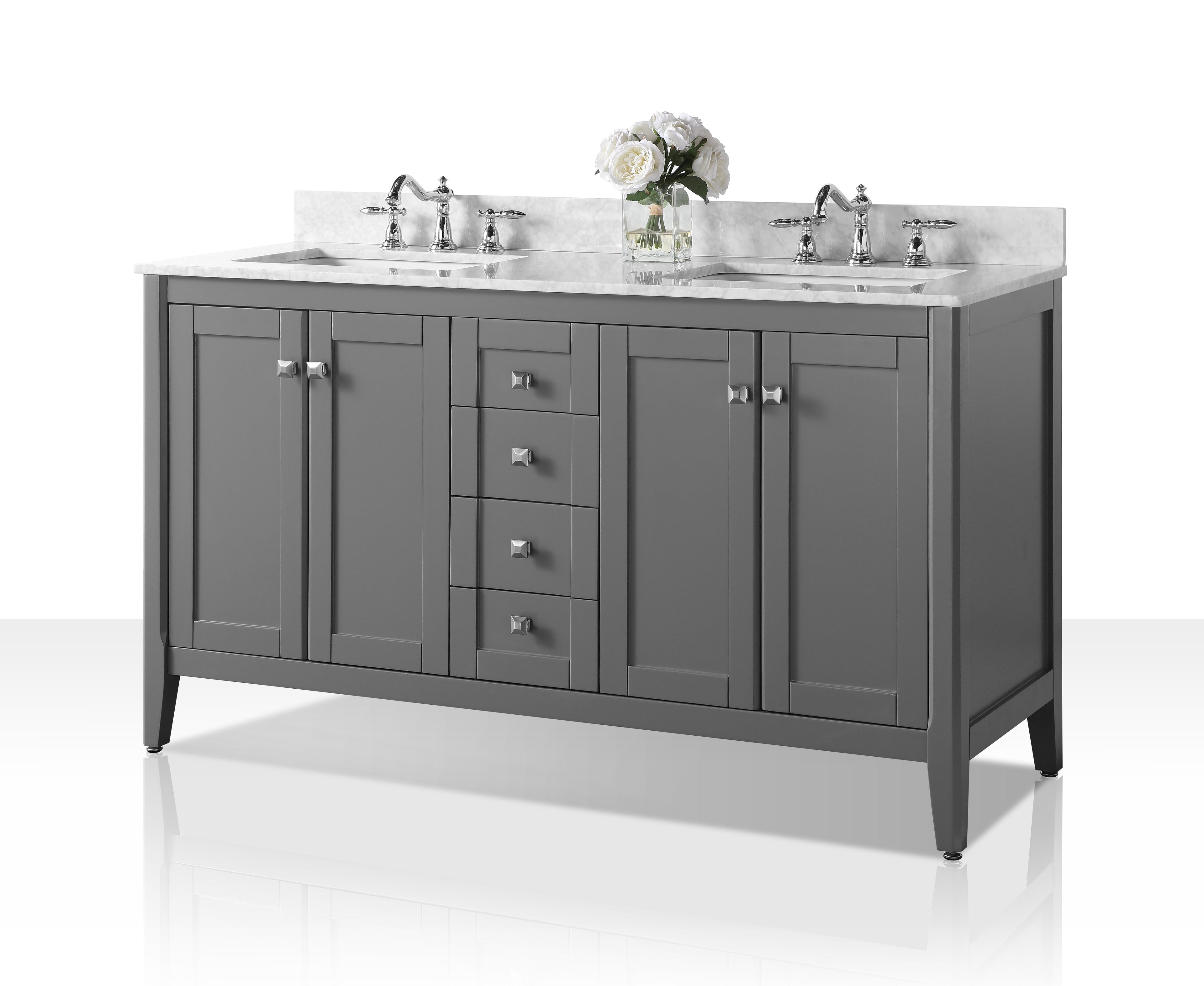 Shelton Bathroom Vanity with Sink and Carrara White Marble Top Cabinet Set
