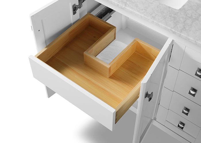 Shelton Bathroom Vanity with Sink and Carrara White Marble Top Cabinet Set